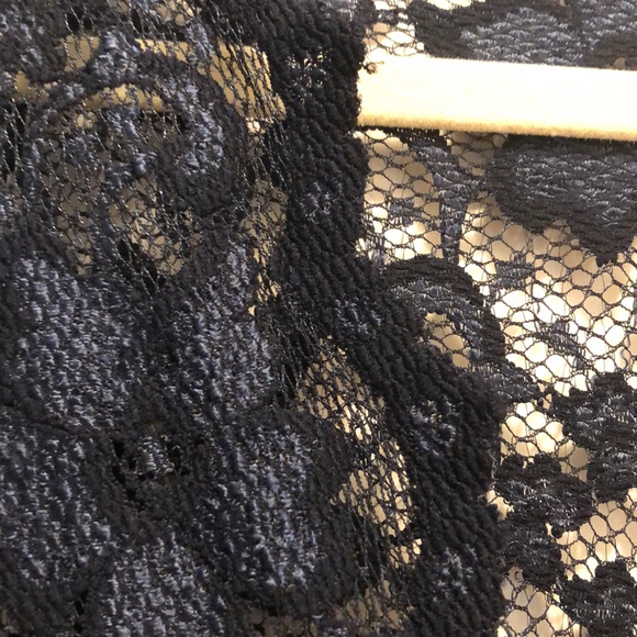 Navy lace dress with nude lining and 3/4 sleeves - Picture 3 of 3